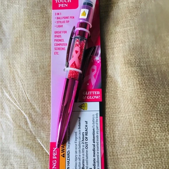 Pink Glitter Breast Cancer Awareness Touch Pen