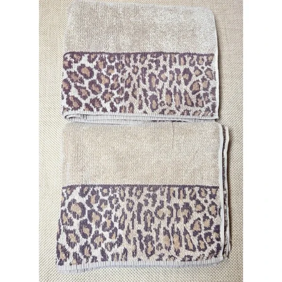 Ralph Lauren Leopard Bath Towel Lot Cheetah Aragon Animal Print Safari