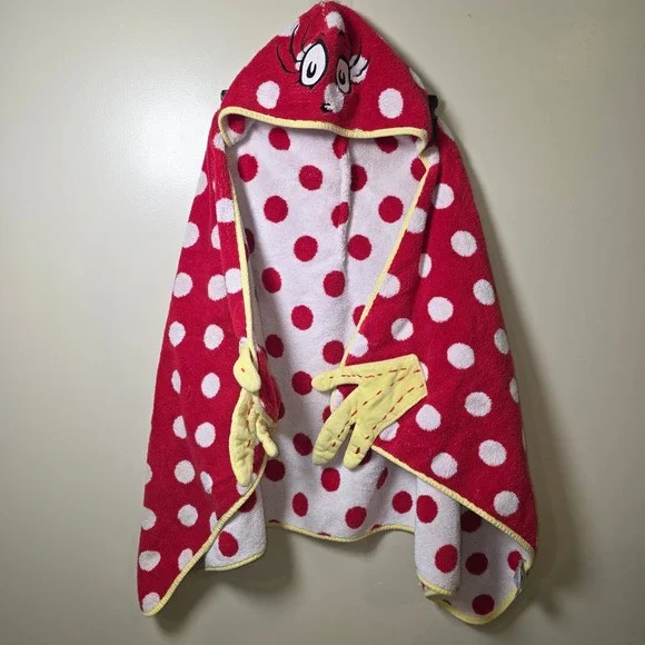 Pottery Barn Kids Red Polka Dot Mermaid Hooded Bath Towel Wrap Cotton 2006