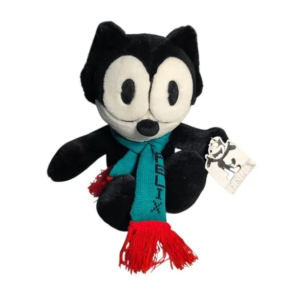 VTG Felix The Cat w/Green Felix Scarf Commonwealth Plush 10
