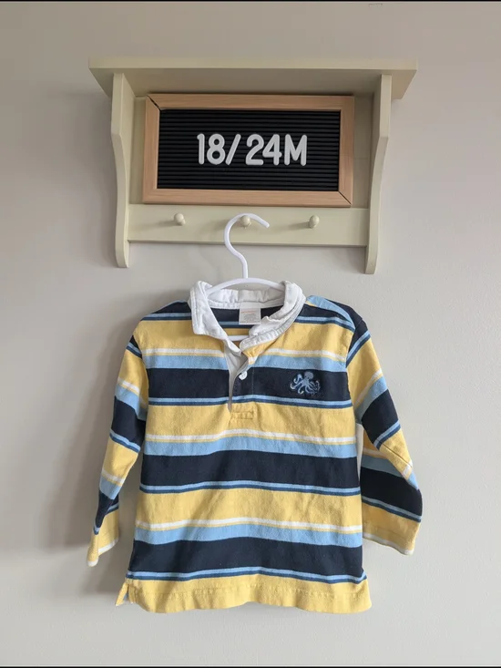 Gymboree Yellow, Navy & Light Blue Striped Polo