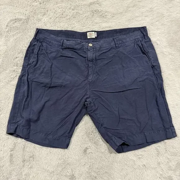 Faherty Shorts Mens 40 Navy Blue Flat Front Lightweight Chino Casual Summer