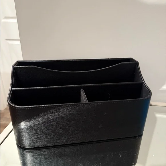 Black Leather Desk Organizer