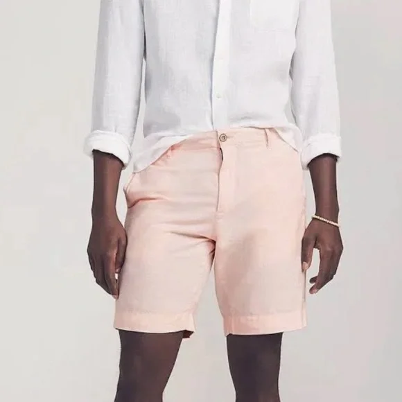 NWT Faherty Malibu Short in Summer Pink Linen & Cotton Blend Shorts Size 35