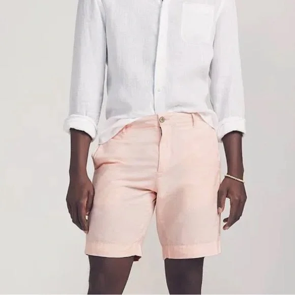 NWT Faherty Malibu Short in Summer Pink Linen & Cotton Blend Shorts Size 31