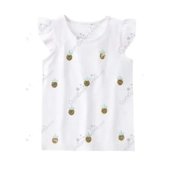 Gymboree White Pineapple Sequin Cap Sleeve Shirt - Size 10