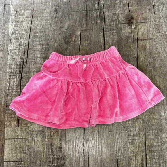 Gymboree Pink Velour Skort Girls 12-18 Months Ruffle Skirt with Built-in Shorts
