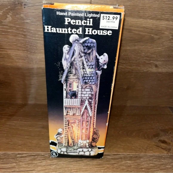 Hand Painted Lighted Haunted House Decor NIB