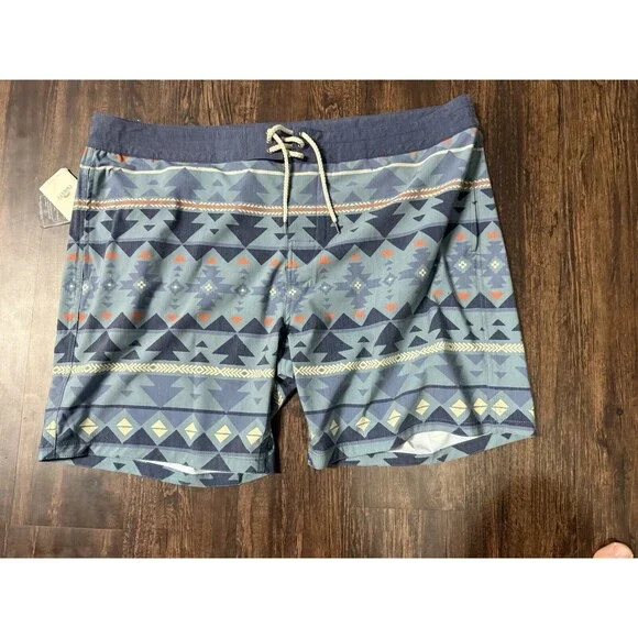 Faherty Board Shorts Six Rivers Men’s 42 Chankillo Horizon Blue Aztec Ins 7” 44*