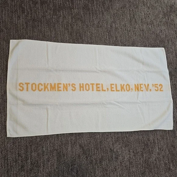 Vtg STOCKMEN'S HOTEL ELKO‎ NEVADA '52 1952 1950s Towel Bager Terry
