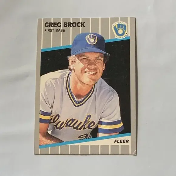 1989 Fleer Greg Brock‎ Milwaukee Brewers Baseball Card #181