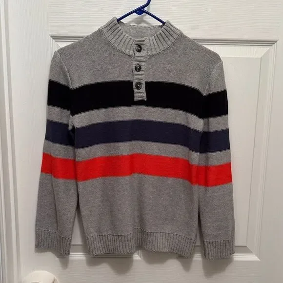 Gymboree Gray Striped Kids Sweater Size Large (10-12)