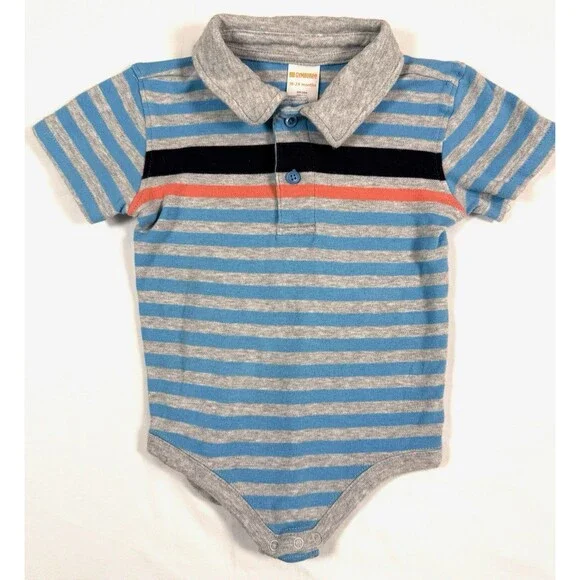 GYMBOREE‎ Baby Boys Striped Polo Bodysuit 18-24 Months Blue Gray