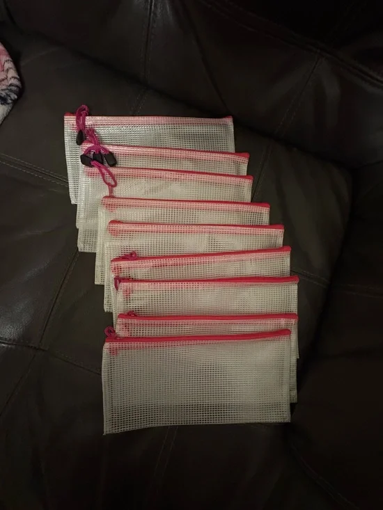 Mesh Pencil Case Set of 9 - Pink Trim