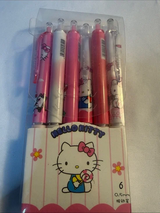 Hello Kitty Pink and White Gel Pen Set - 6 Pack