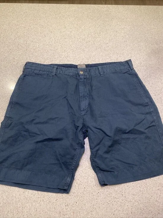 Faherty Shorts Mens 38 Linen Cotton Blend Navy
