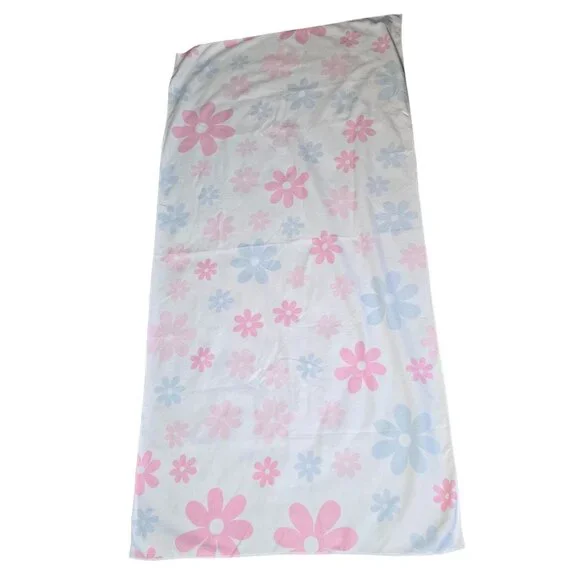 Pink Blue Daisy Microfiber Bath Towel Y2K Flower Power Bathroom 59x29 Kidcore