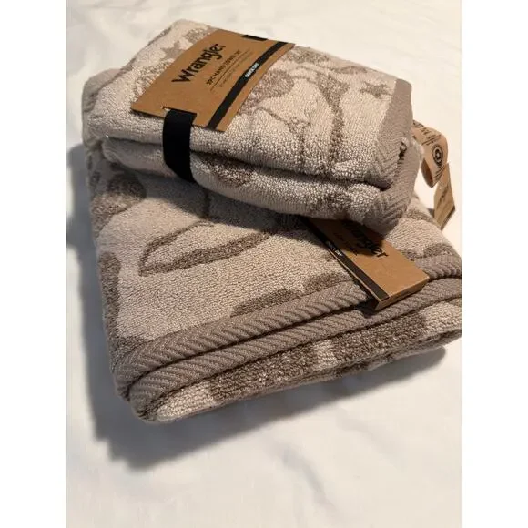 Wrangler Boots Beige 1 Bath Towel - 2 pc Hand Towel Set