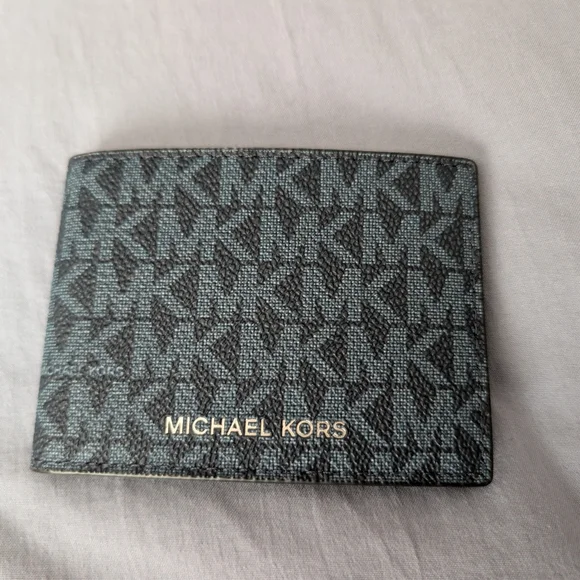 Michael Kors Men's Blue Monogram Billfold Card Holder Wallet