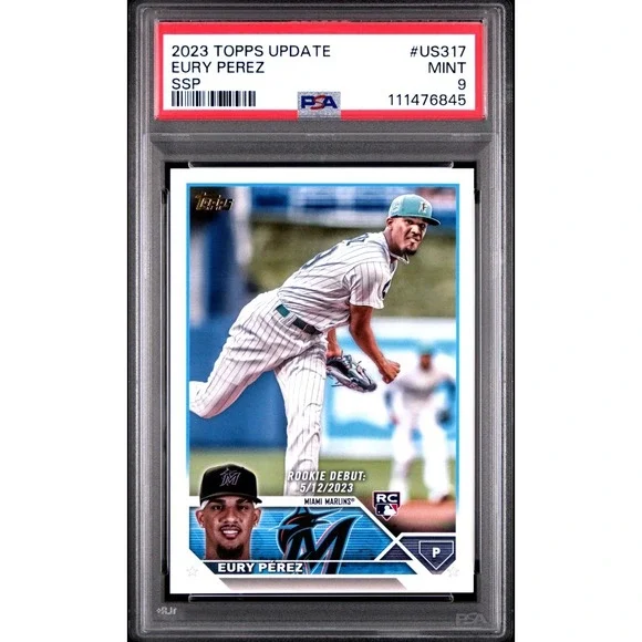 2023 Topps Update‎ Eury Perez #US317 SSP GOLDEN MIRROR Image Variation RC PSA 9