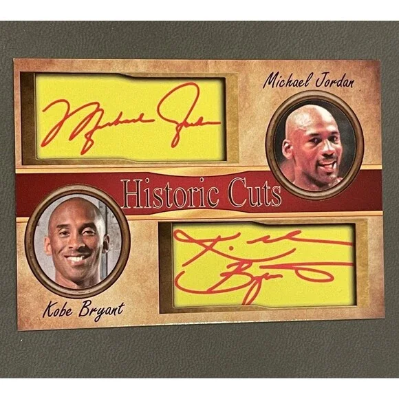 Michael Jordan Kobe Bryant Historic Cuts Auto Fascimile Dual Basketball Card