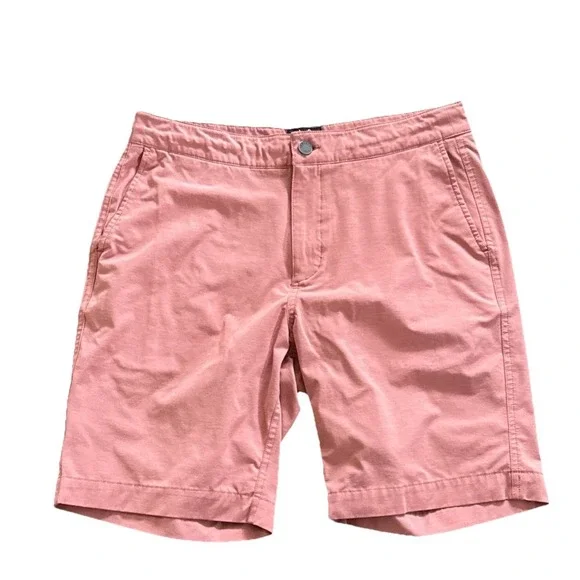 Faherty All Day Shorts Men 32 Pink Stretch Chino 9 Inseam Casual