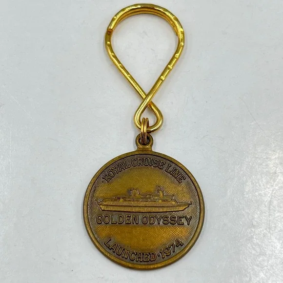 VTG Royal Cruise Line Golden Odyssey Keychain 1974 Launch Commemorative Token