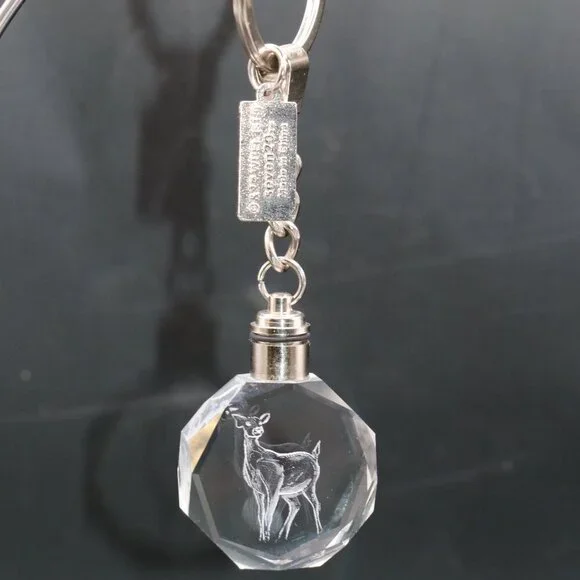 Vintage Harry Potter Transparent Glass With Laser Etched Deer Light Up Keychain