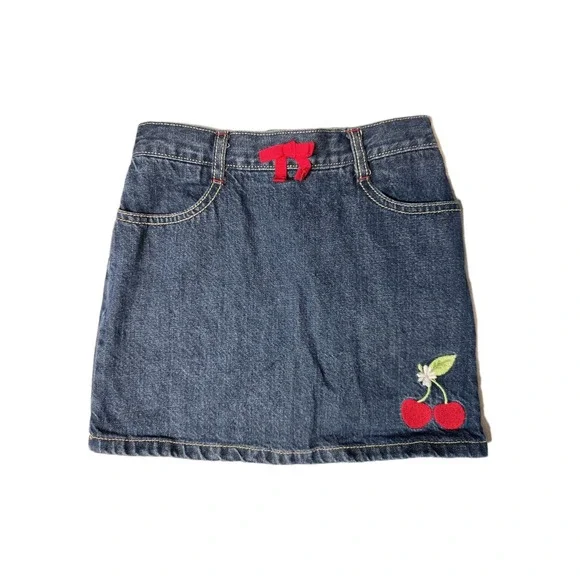 Gymboree Girls Denim Skort Size 6 Blue Cherry Bow 2012