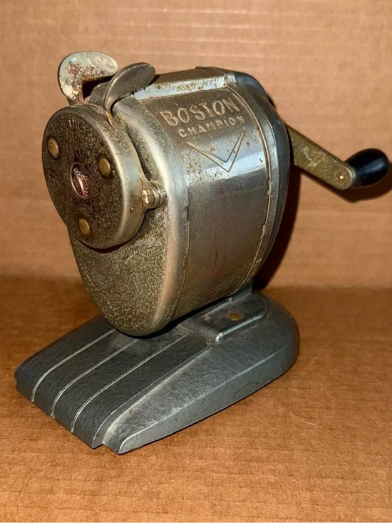 Boston Champion Vintage Pencil Sharpener - Silver 1960’s B1