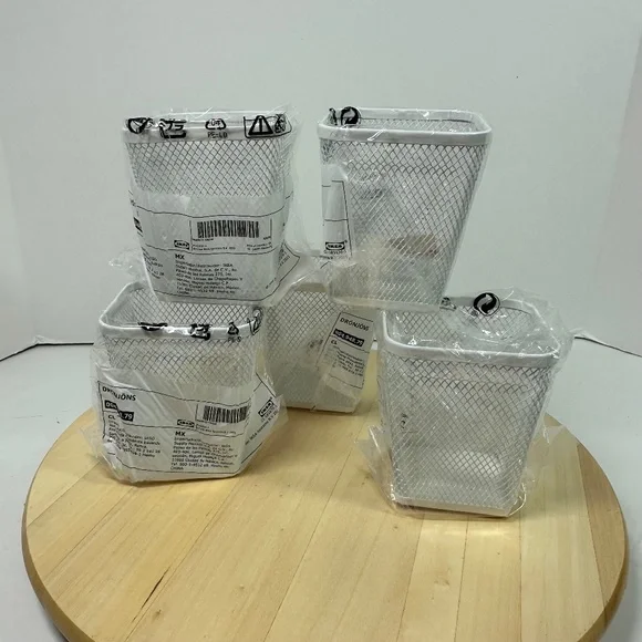 5 IKEA DRONJONS DRÖNJÖNS Holder Pencil  & Pen Cup White Steel 004.948.79 New