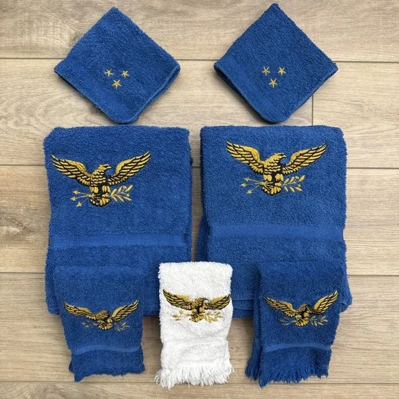 Vintage American Eagle Embroidered Towels‎ Set Patriotic American