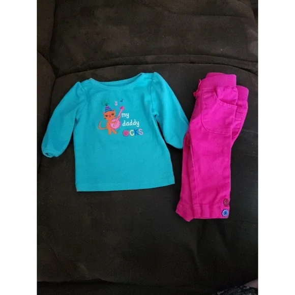 Gymboree sweet music my daddy rocks outfit top pants 3‎ 6 months