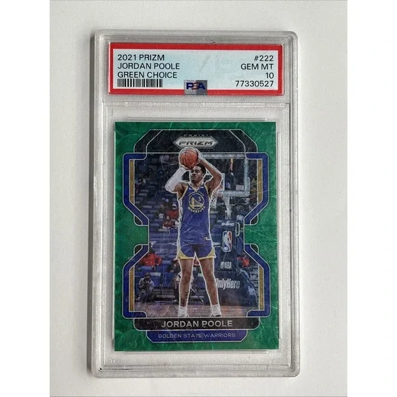 2021 Panini Prizm Jordan Poole Green Choice /8 PSA 10 Warriors SSP