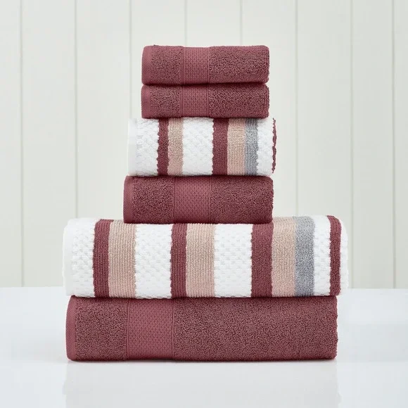 Modern Threads 6 Piece Pax Jacquard Towel Set in Rosewood Bath,Hand,Washcloths
