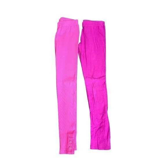 2 Gymboree Girls Leggings Size M 7-8 Pink & Fuchsia Cotton Polyester Blend