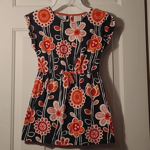 Gymboree Girls 7 bold bright retro floral casual dress