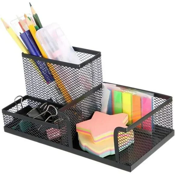 Pen Holder Mesh Metal Pencil Holder Desk Organizers Black for Desk Office with