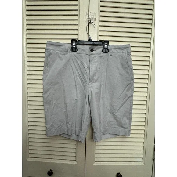Faherty Shorts Gray Men’s Size 33 Linen Cotton Blend Flat Front Chino