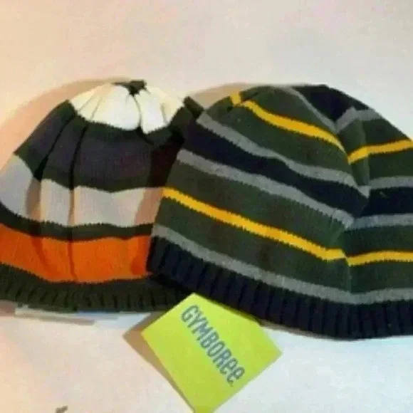 Gymboree Children’s Hats Beanies Lot Of 2 Striped‎ Hats 12 To 24 Months NWT