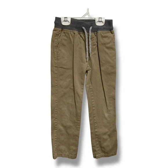 Gymboree Kids Khaki Pants Gray Ribbed Knit Elastic Waist Drawstring‎ Size 6