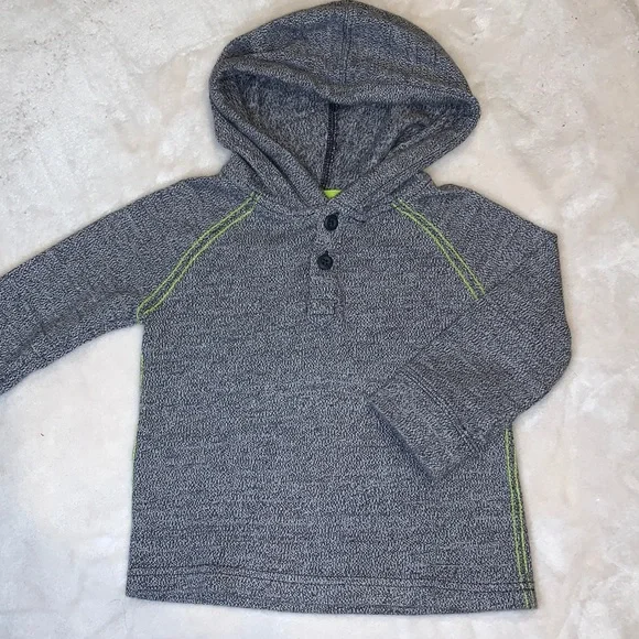 Gymboree Boys Gray Neon Green Hood Sweater 18-24