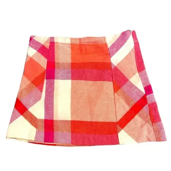 Gymboree girl’s 4 pink/white plaid 100%‎ cotton lined side zipper A line skirt