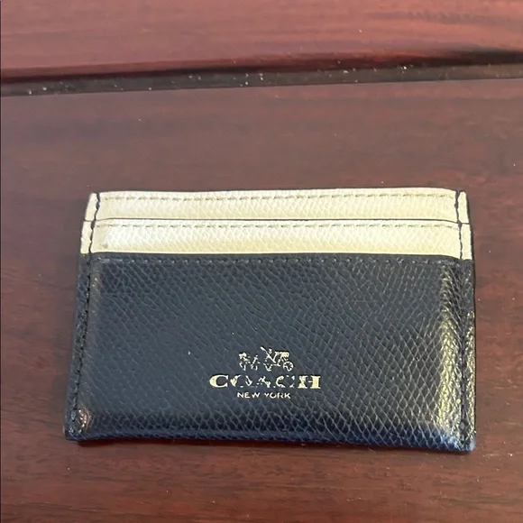 Coach Two-Tone Black and Cream Slim Card Holder