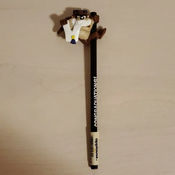 Congratulations on Graduating Wooden Pencil topped with Tasmanian Devil Taz