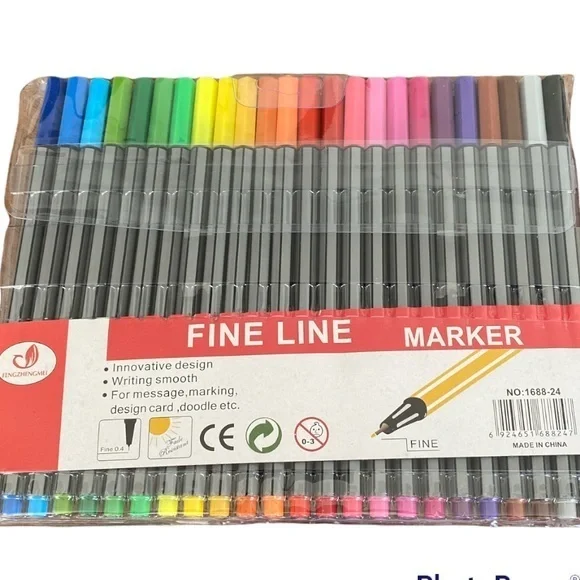 0.4mm 24 Colors Fine Line Marker Superfine Color Pen Water Based Assorted .