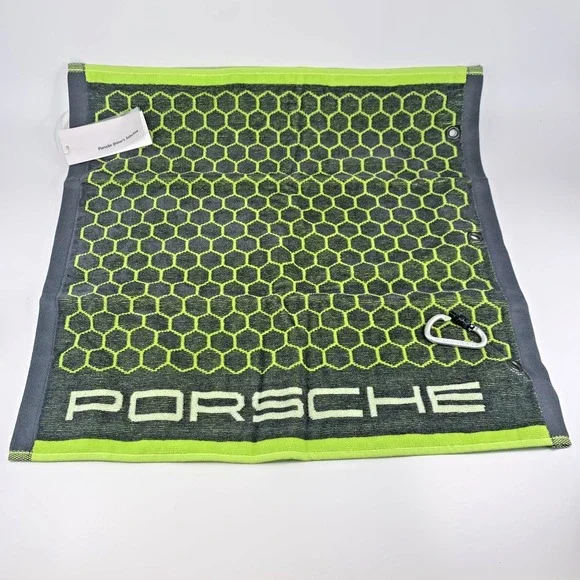 Porsche Golf Woven Towel with Tag‎ Carabiner Promo Item 2015 Packaged RARE