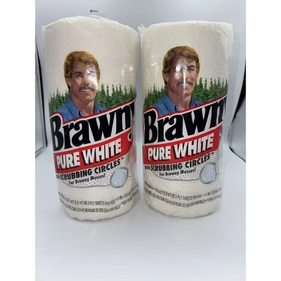 Vtg Brawny Print Paper Towels Scrubbing Circles Prop NOS 2 Pack Lot 2002