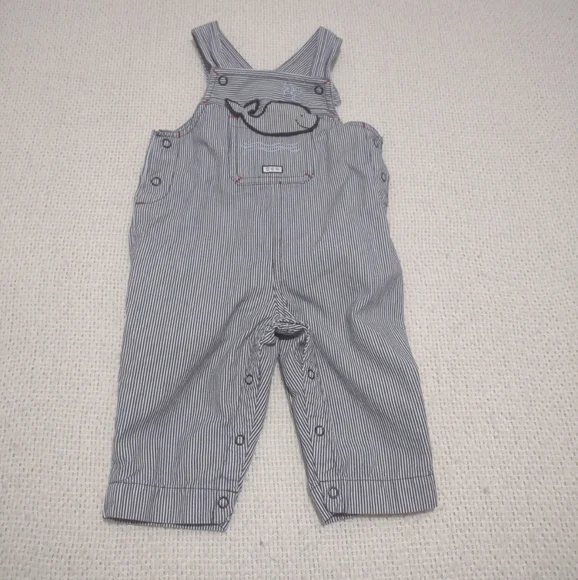 Vintage Gymboree Whale Pinstripe Overalls Casual Nautical 3/6‎ Months