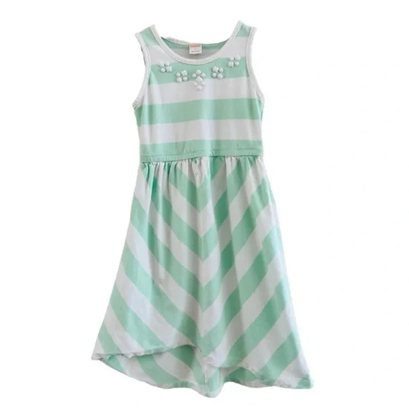 Gymboree Girls Fruit Punch Mint Chevron Striped Gem Knit Dress Size 6